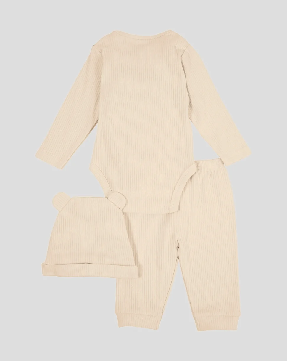 Ribbed Cream 3pce Set
