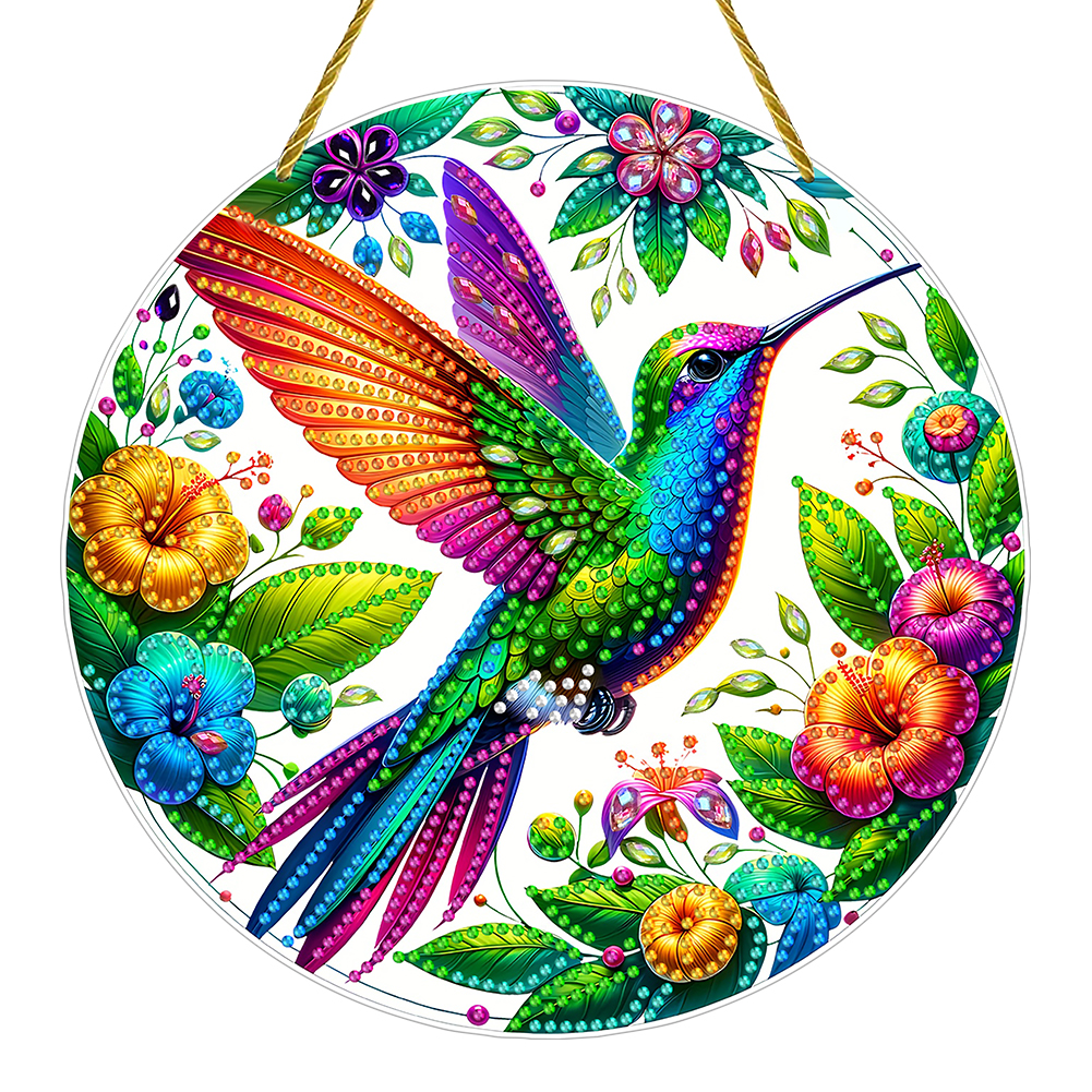 DIY Double Sided Special Shaped Hummingbird Diamond Painting Hanging Kit