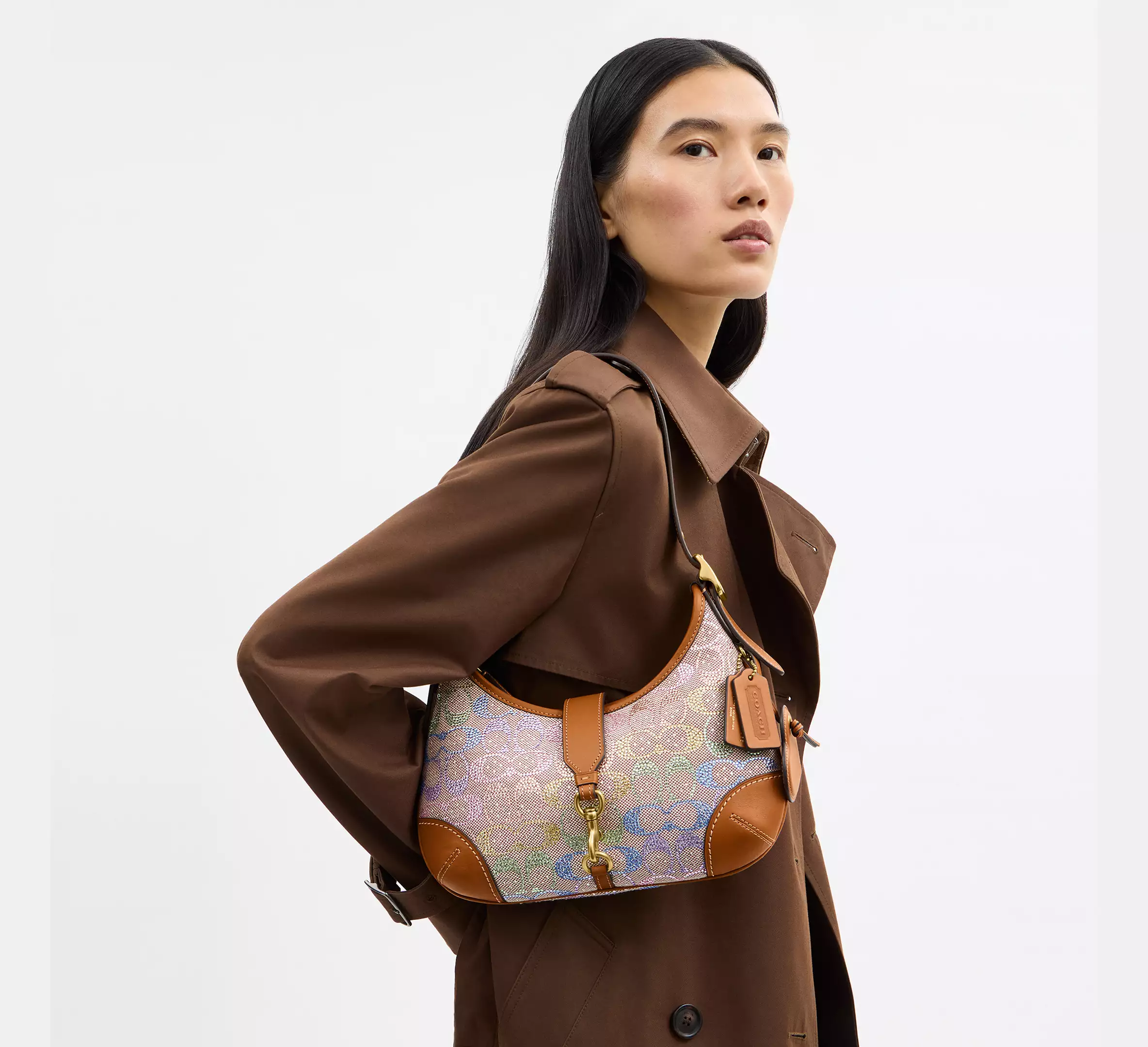 Hamptons Hobo Bag In Crystal Signature Jacquard