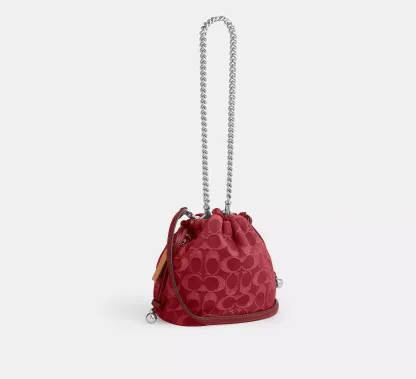 Faye Mini Drawstring Bag In Signature Denim