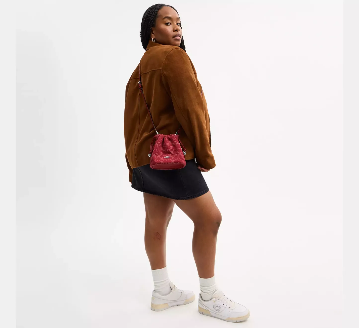 Faye Mini Drawstring Bag In Signature Denim
