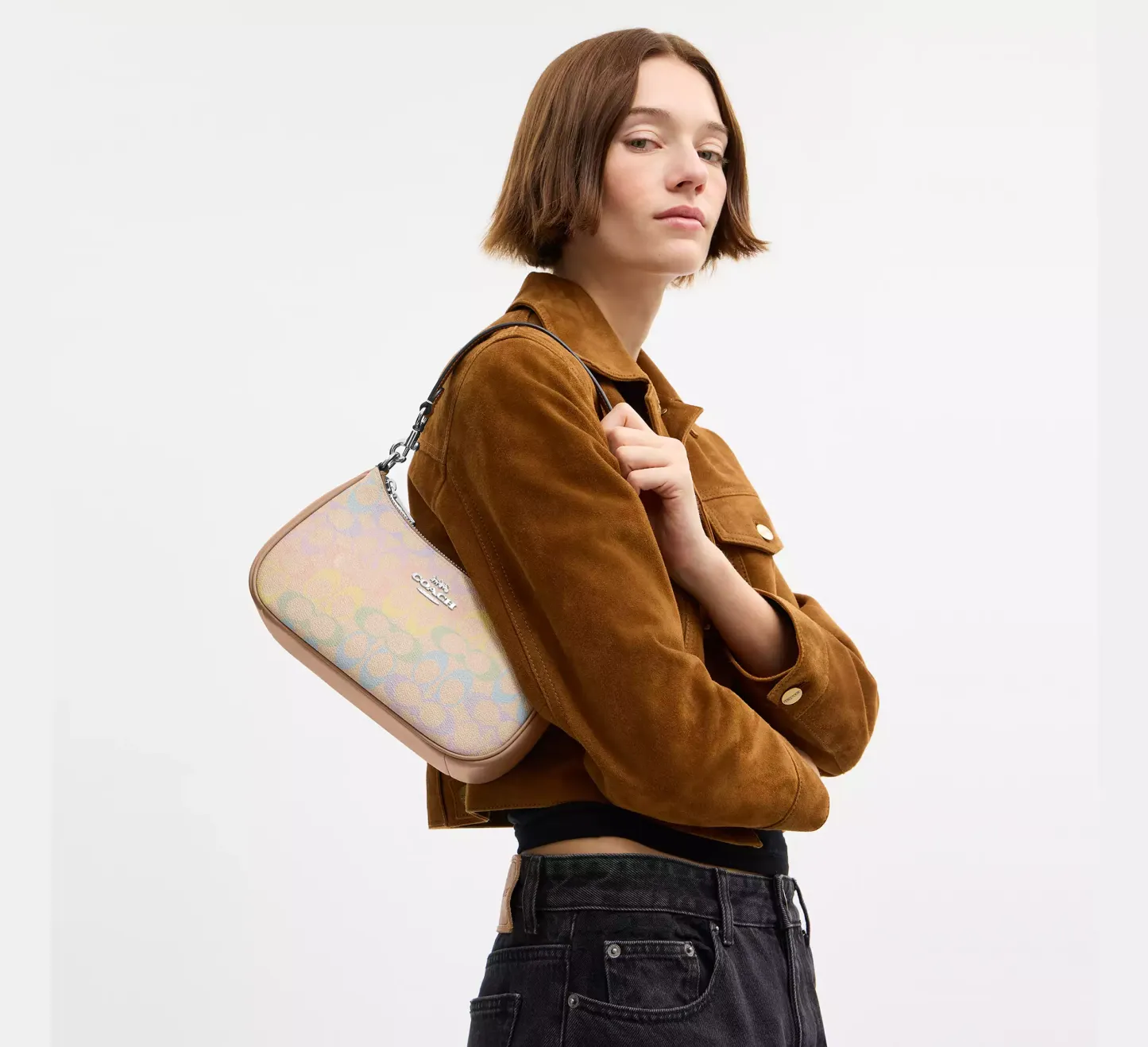 Teri Shoulder Bag In Rainbow Signature Canvas
