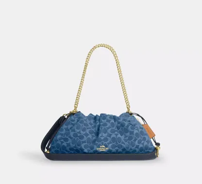 Faye Large Shoulder Bag In Signature Denim