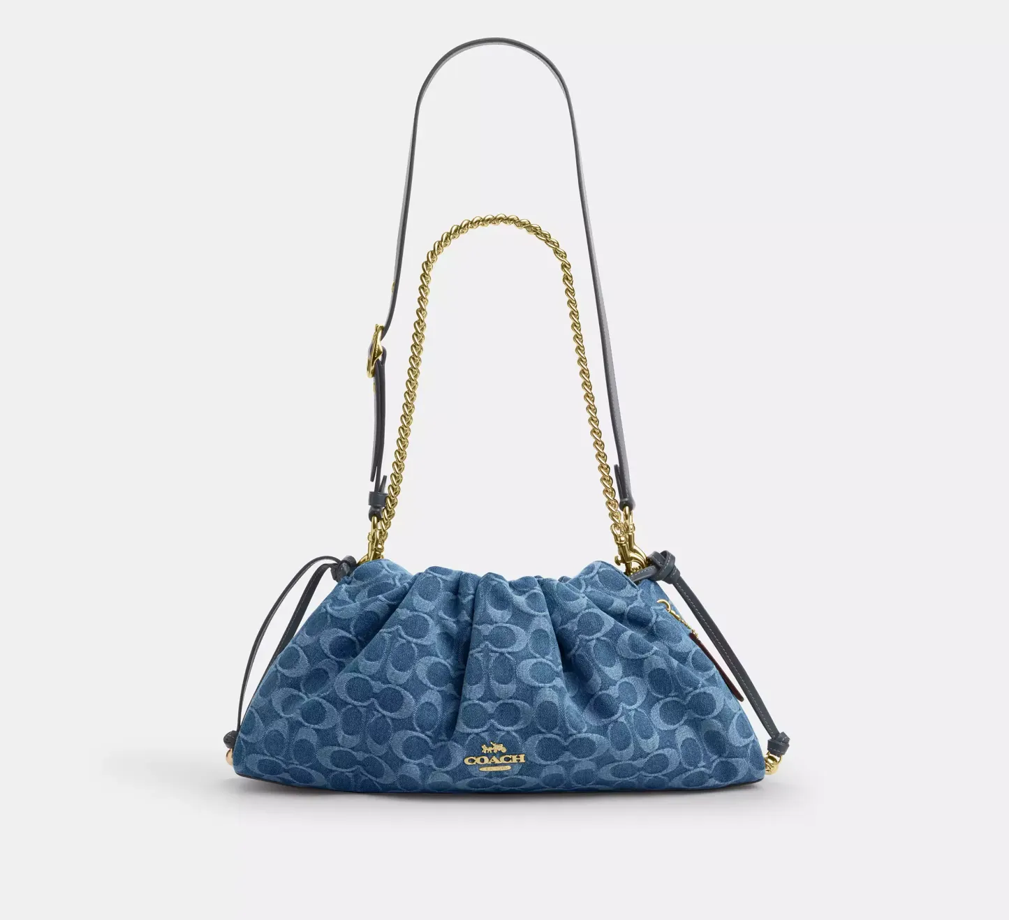 Faye Large Shoulder Bag In Signature Denim