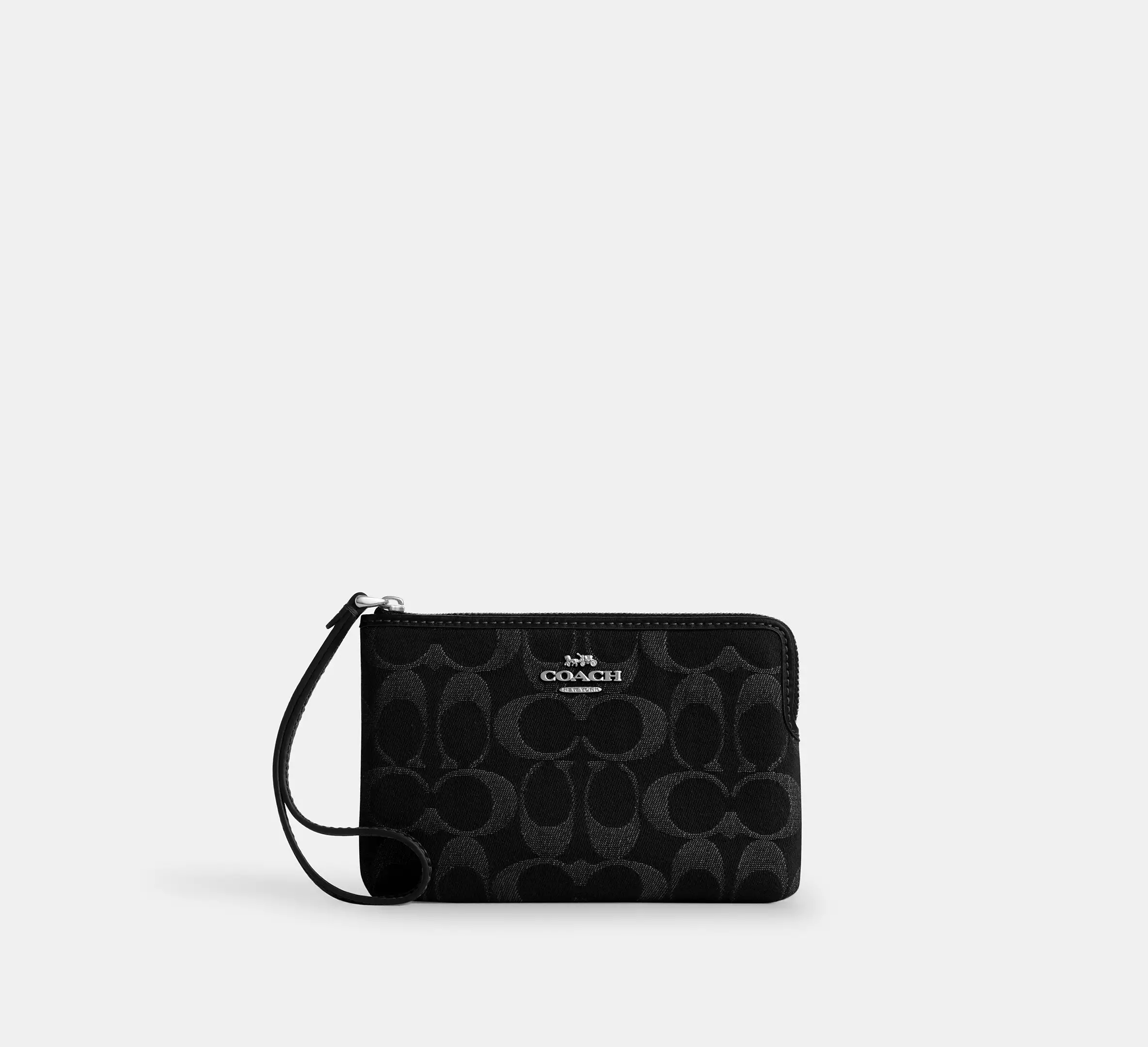 Corner Zip Wristlet In Signature Denim