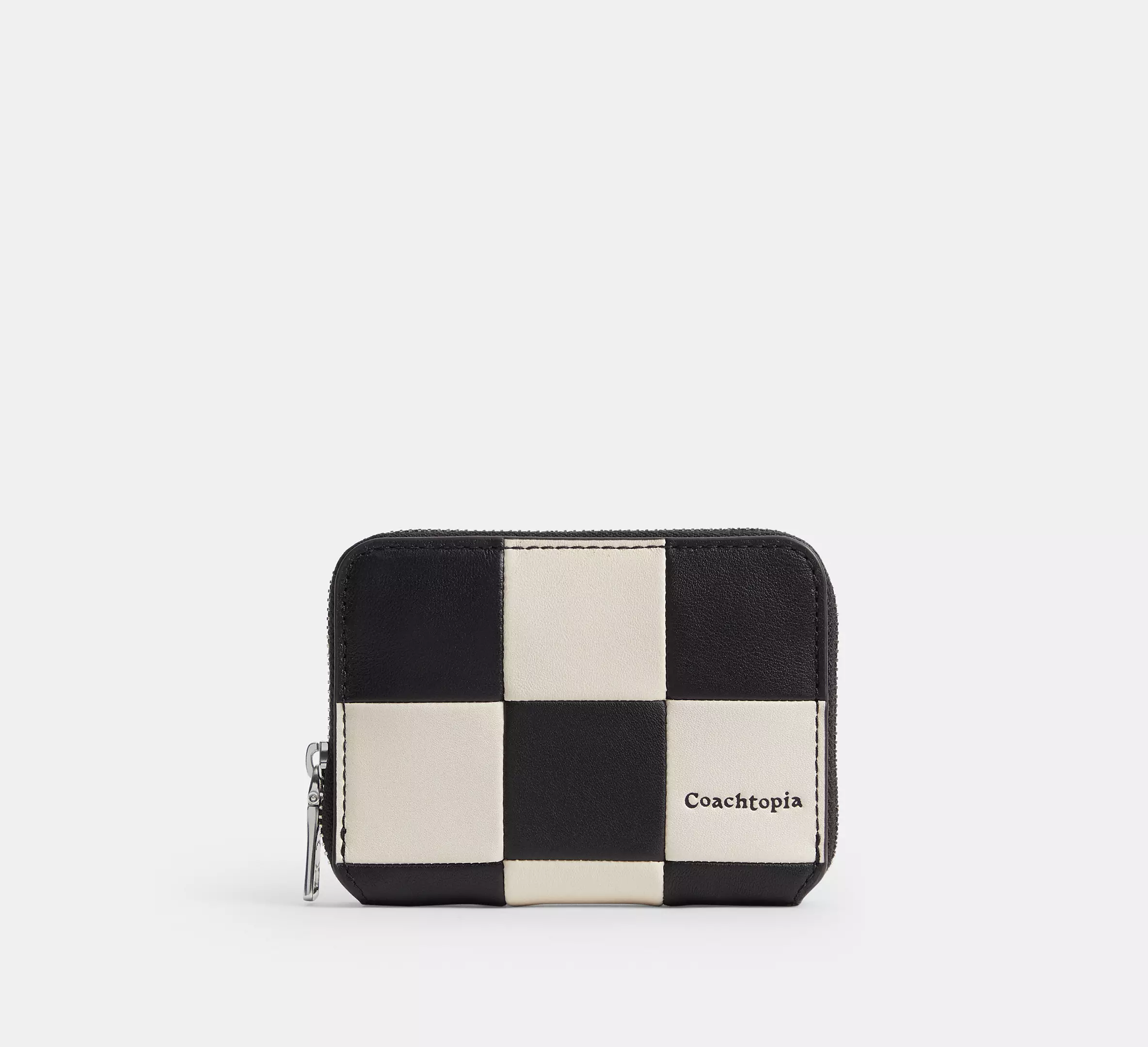 Zip Around Wallet In Checkerboard Upcrafted Leather