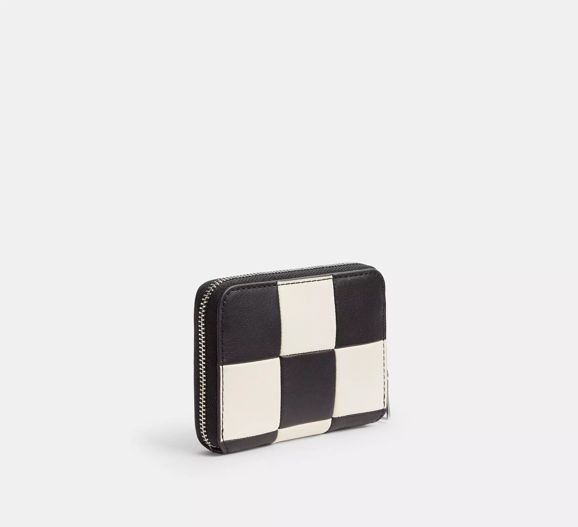 Zip Around Wallet In Checkerboard Upcrafted Leather