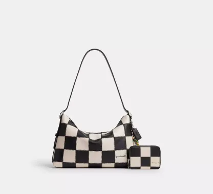 Zip Around Wallet In Checkerboard Upcrafted Leather