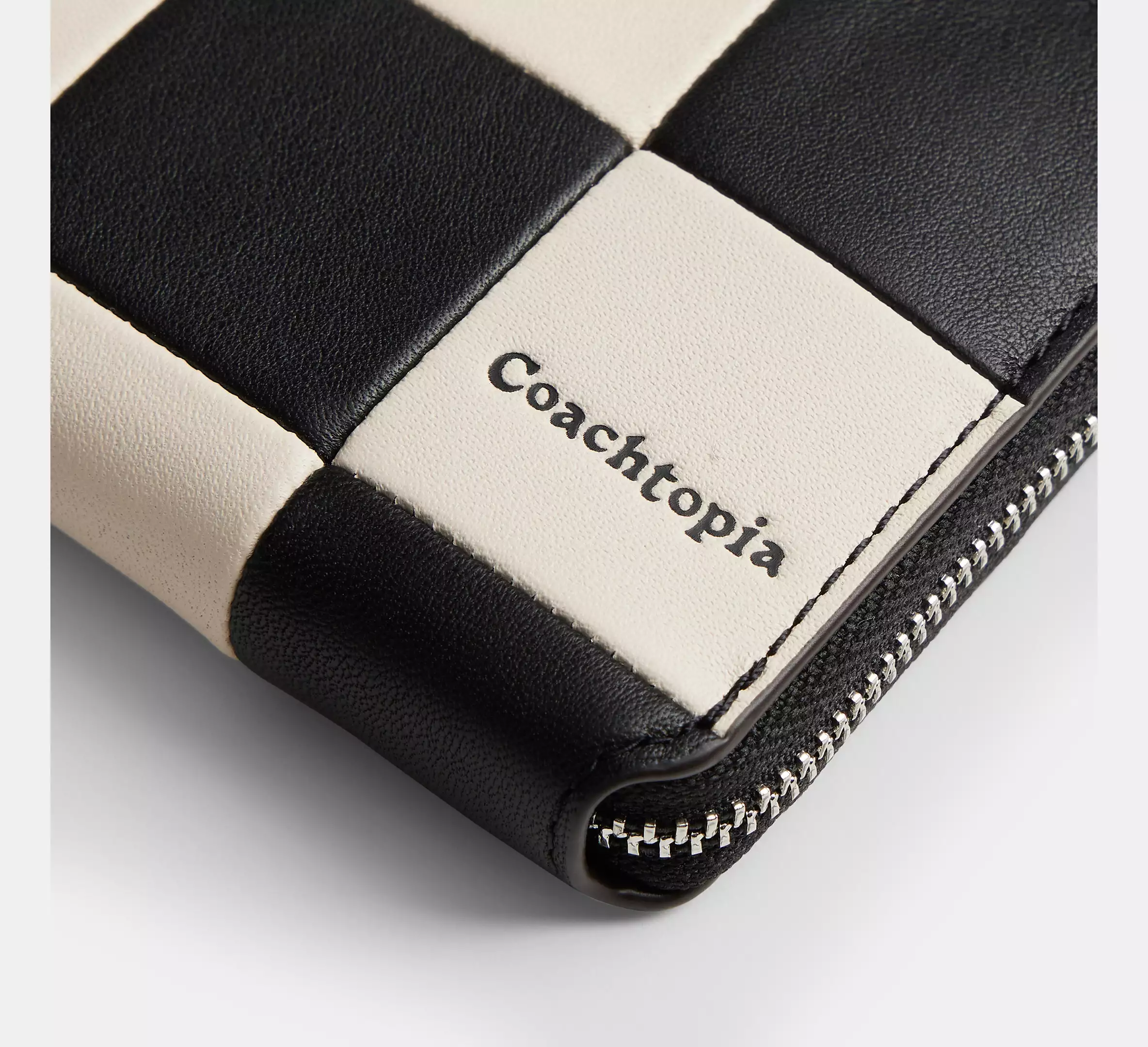 Zip Around Wallet In Checkerboard Upcrafted Leather