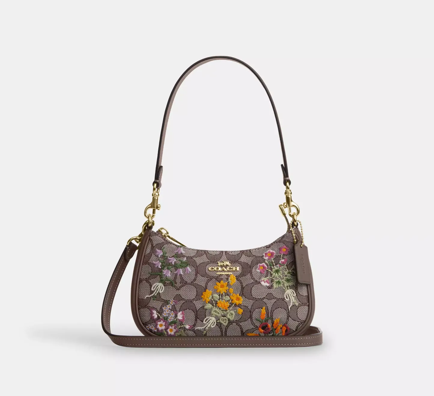 Teri Mini Crossbody Bag In Signature Jacquard With Floral Embroidery