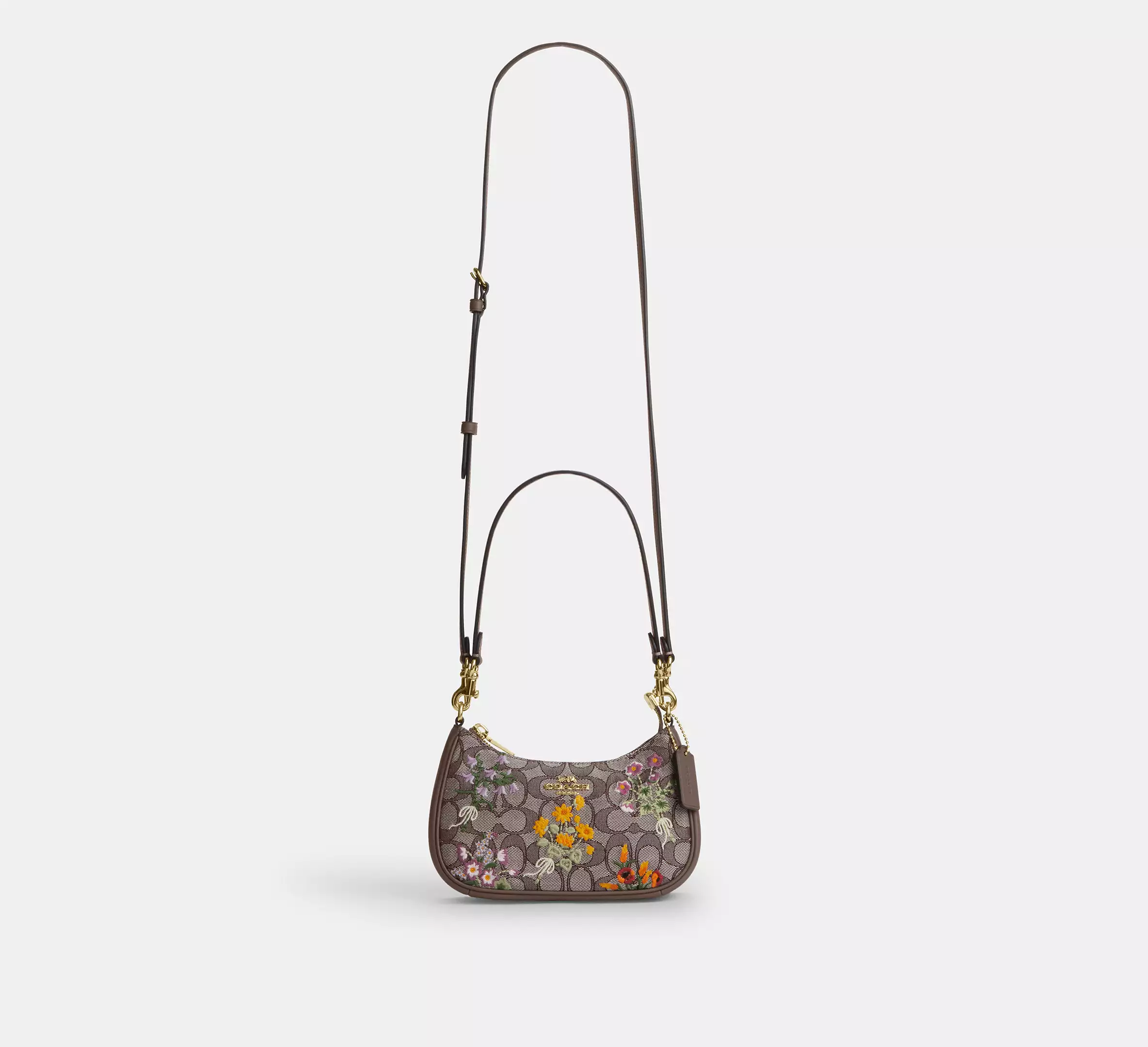 Teri Mini Crossbody Bag In Signature Jacquard With Floral Embroidery