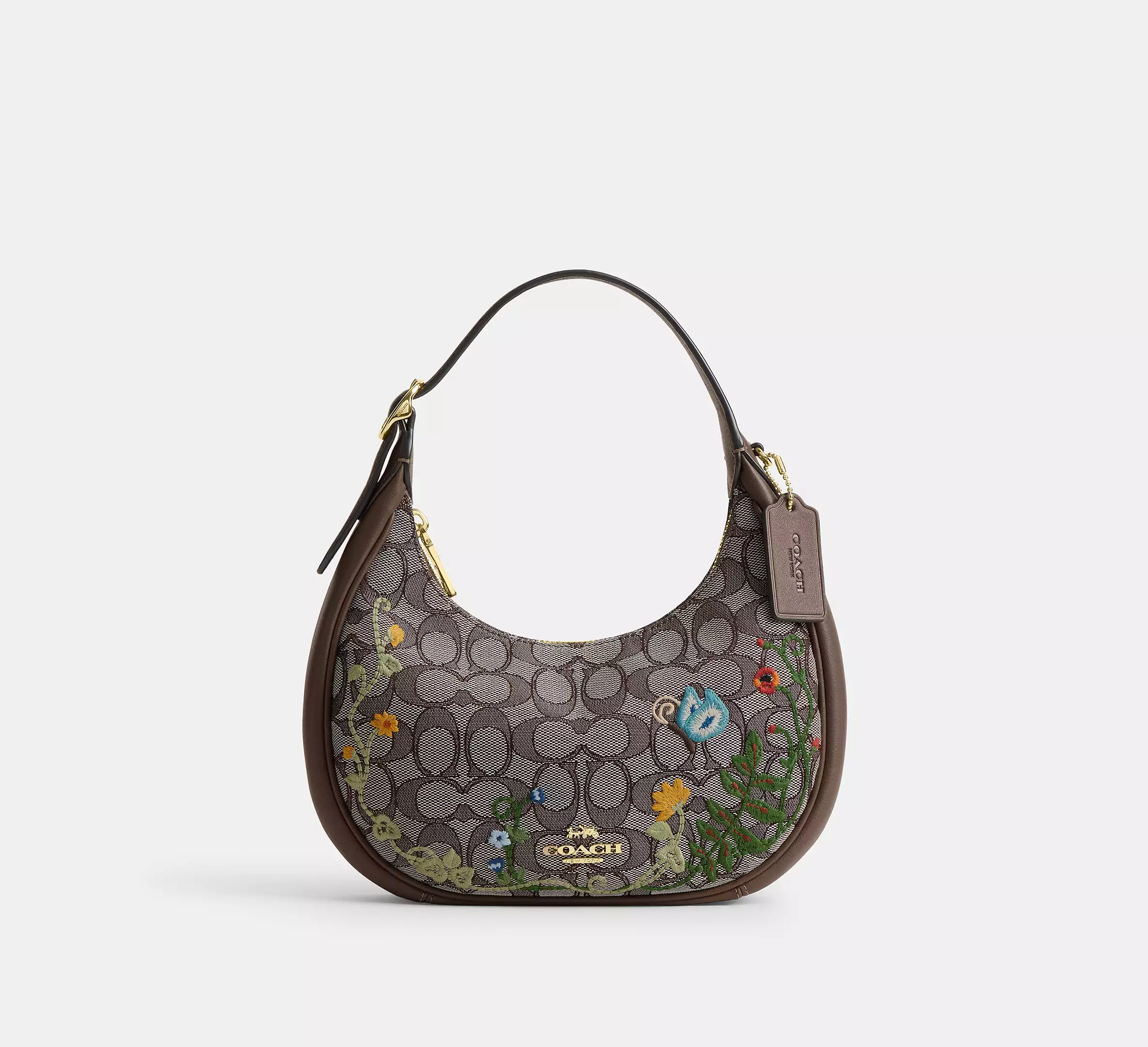 Emily Shoulder Bag In Signature Jacquard With Floral Embroidery
