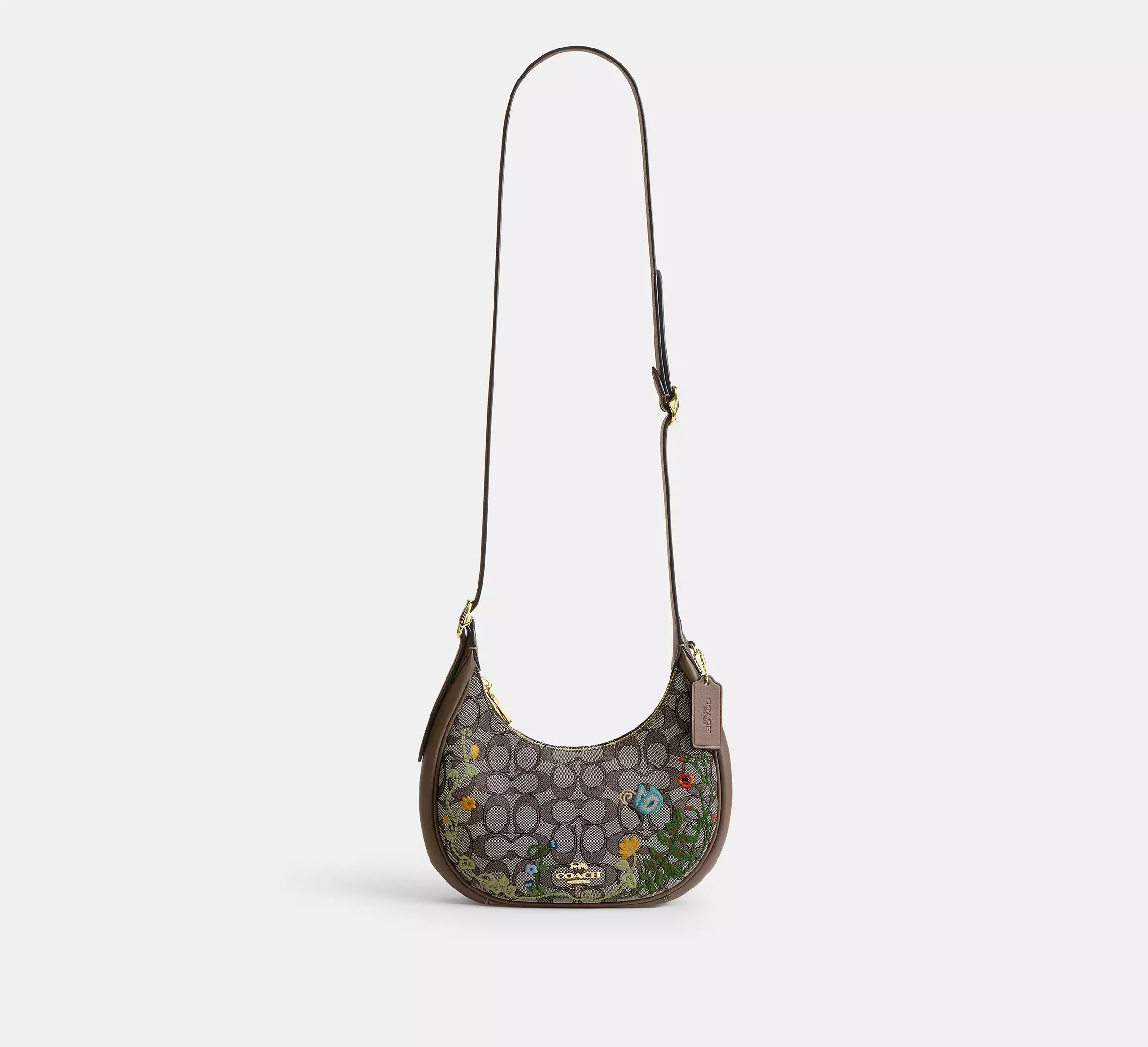 Emily Shoulder Bag In Signature Jacquard With Floral Embroidery