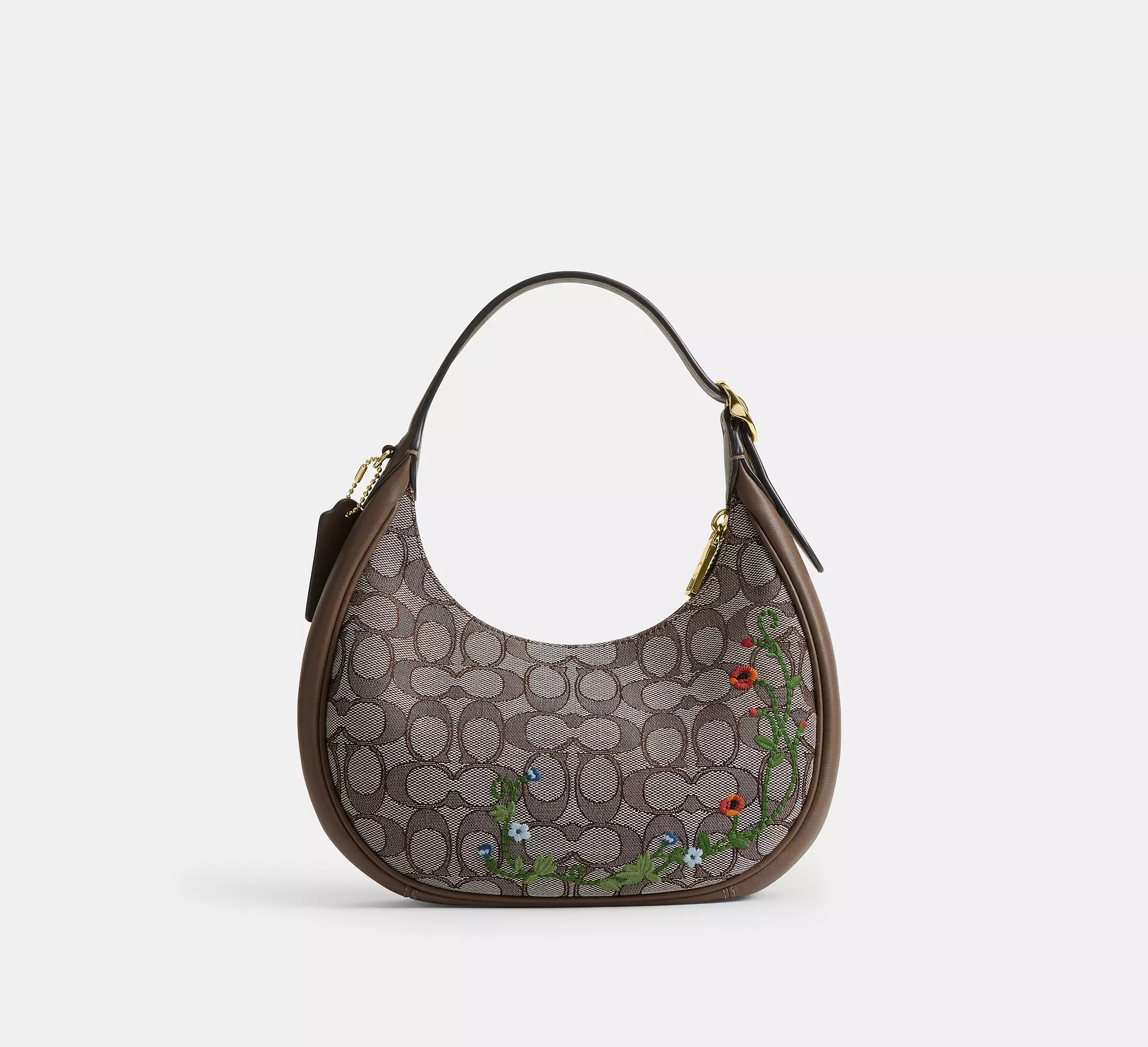 Emily Shoulder Bag In Signature Jacquard With Floral Embroidery