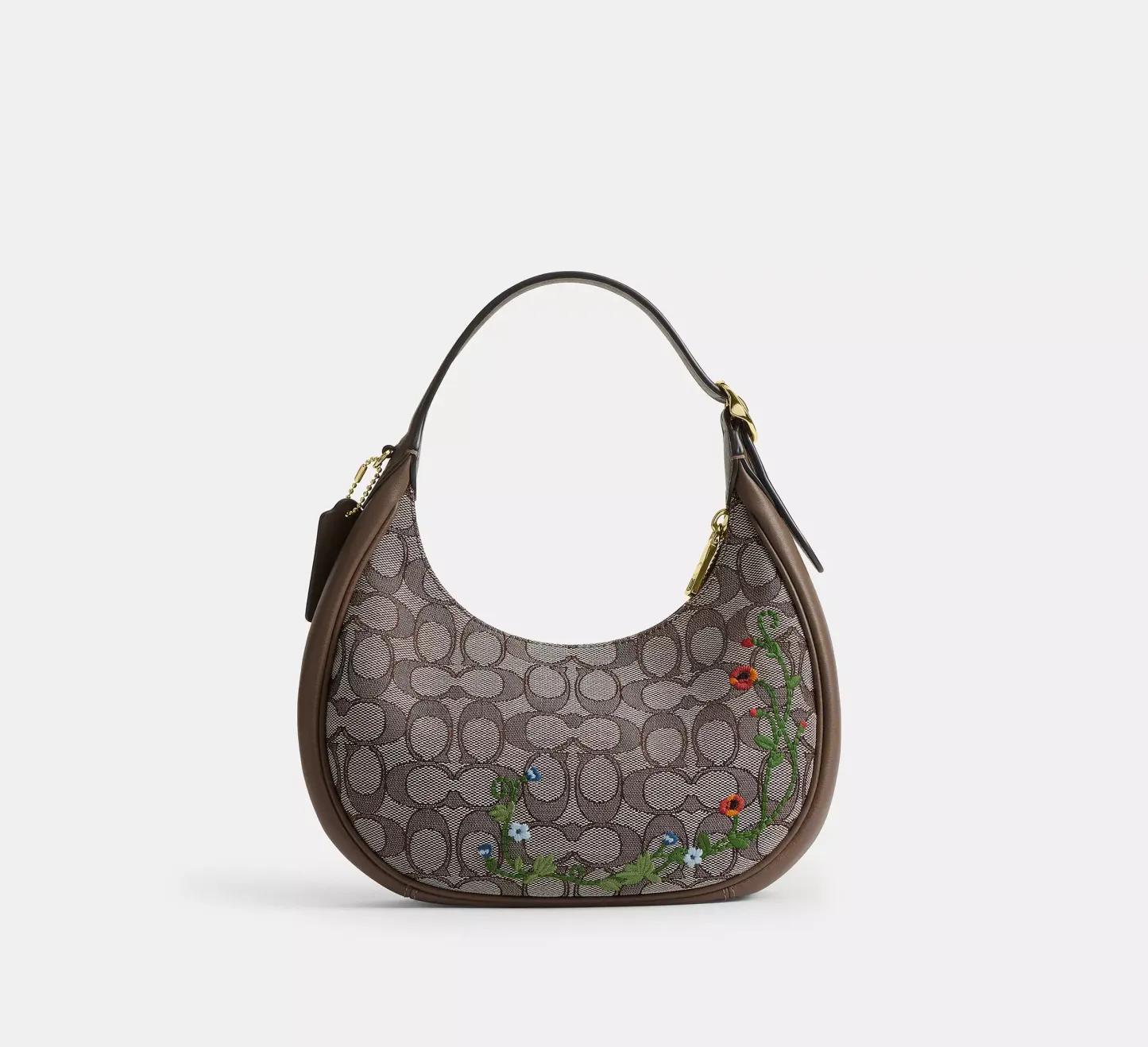 Emily Shoulder Bag In Signature Jacquard With Floral Embroidery