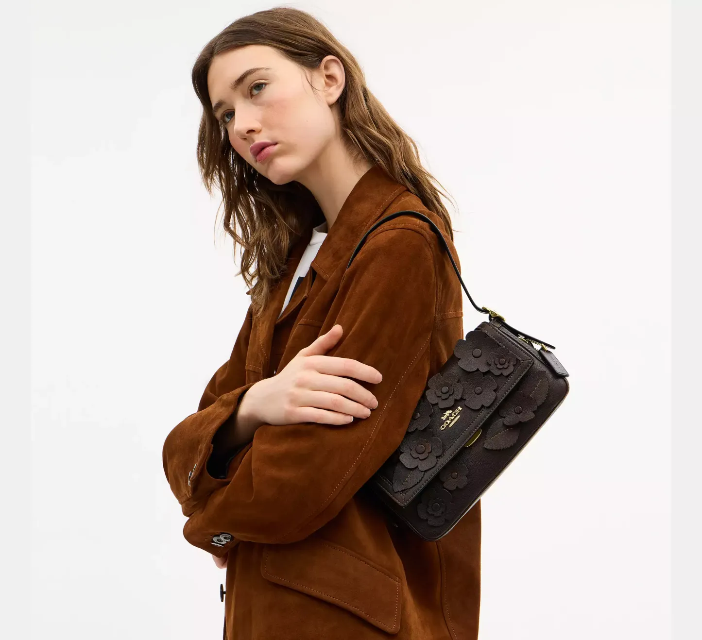 Etta Small Flap Shoulder Bag With Floral Applique