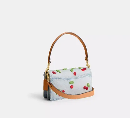 Tabby Shoulder Bag 26 With Cherry Embroidery
