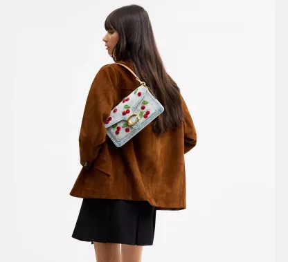 Tabby Shoulder Bag 26 With Cherry Embroidery