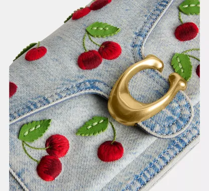 Tabby Shoulder Bag 26 With Cherry Embroidery
