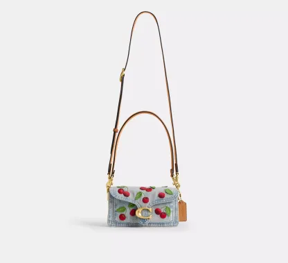 Tabby Shoulder Bag 20 With Cherry Embroidery