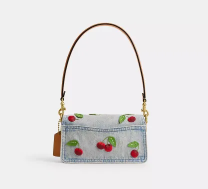 Tabby Shoulder Bag 20 With Cherry Embroidery