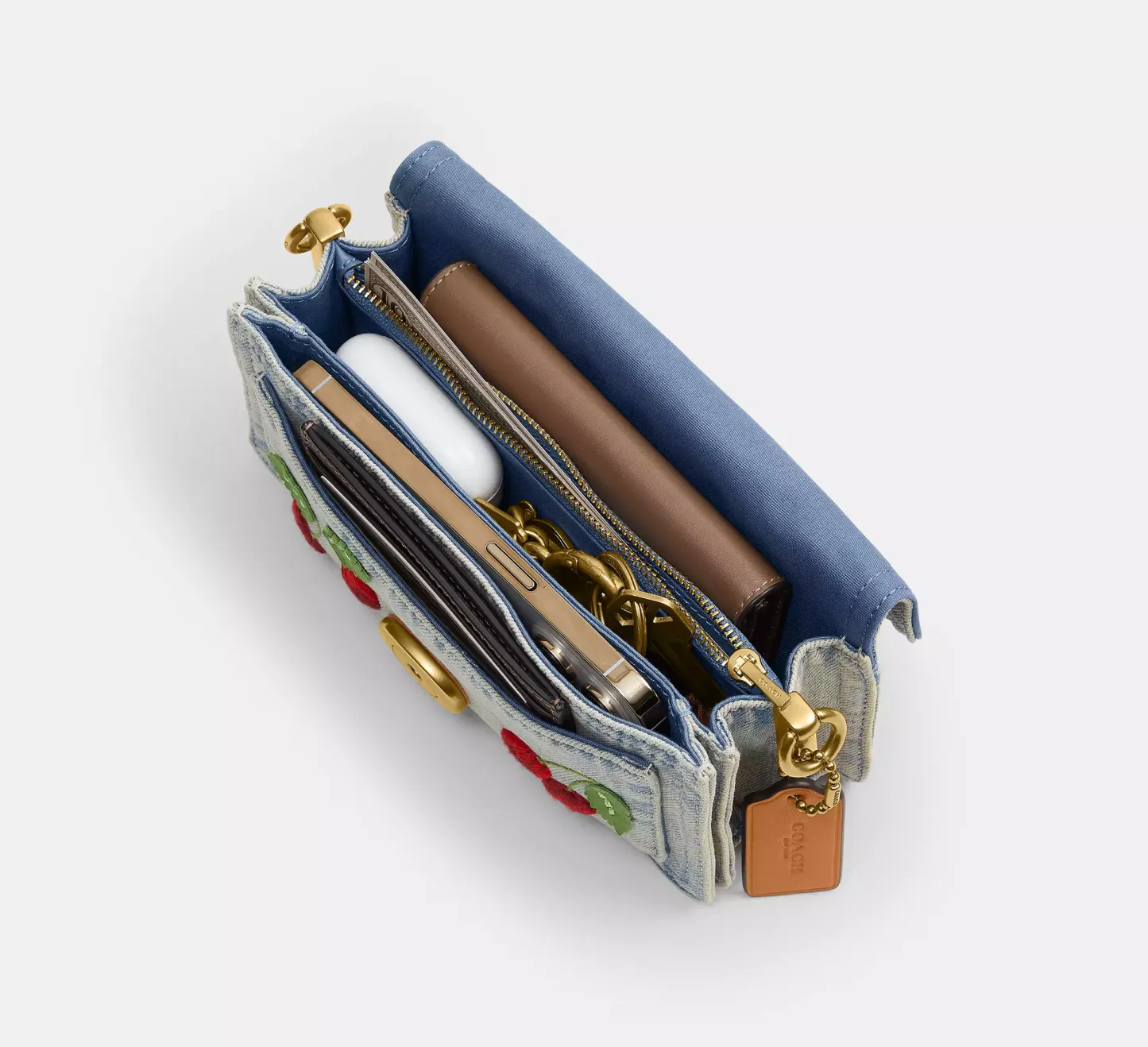 Tabby Shoulder Bag 20 With Cherry Embroidery