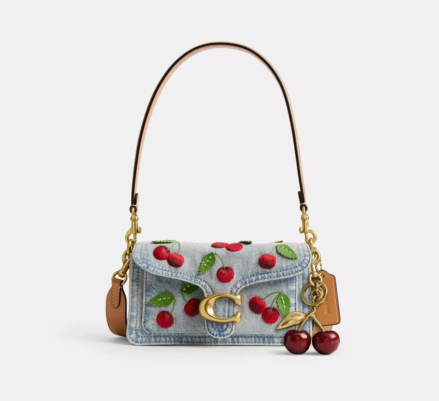 Tabby Shoulder Bag 20 With Cherry Embroidery