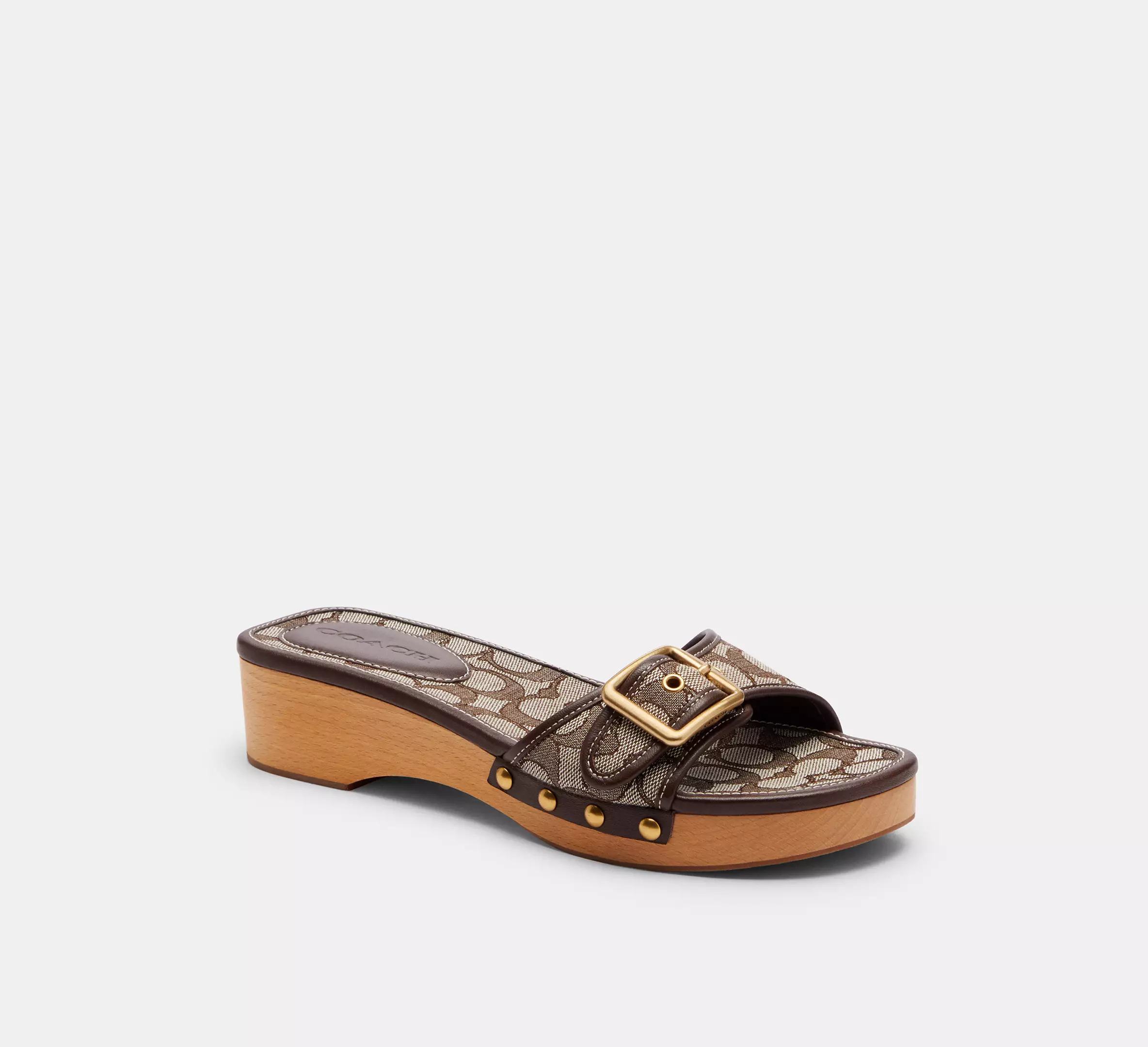 Margot Wooden Sandal In Signature Jacquard