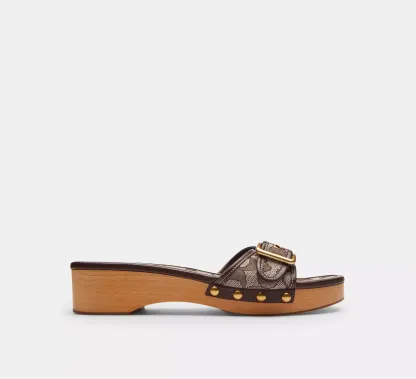 Margot Wooden Sandal In Signature Jacquard