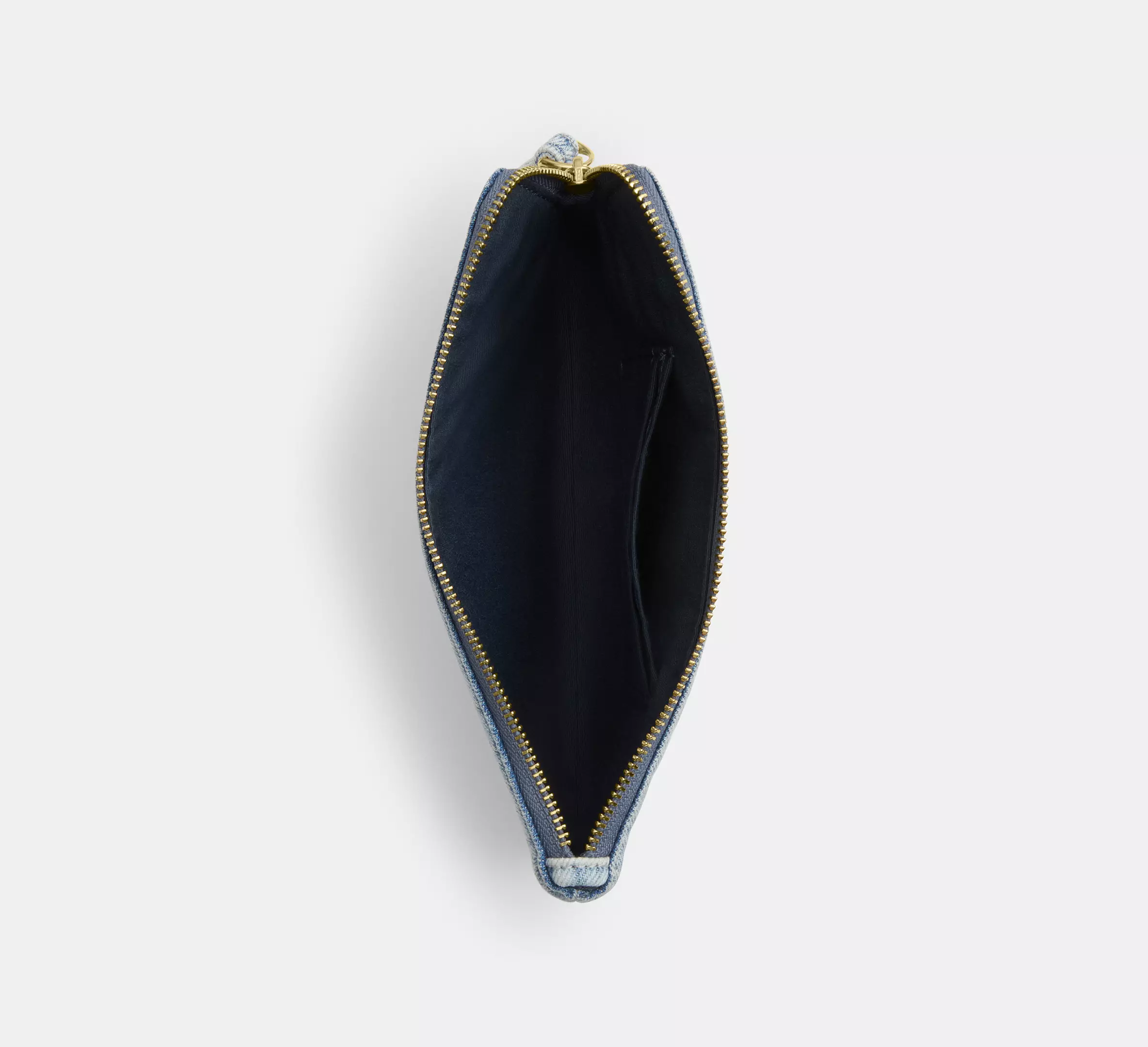 Large Corner Zip Wristlet In Loved Denim