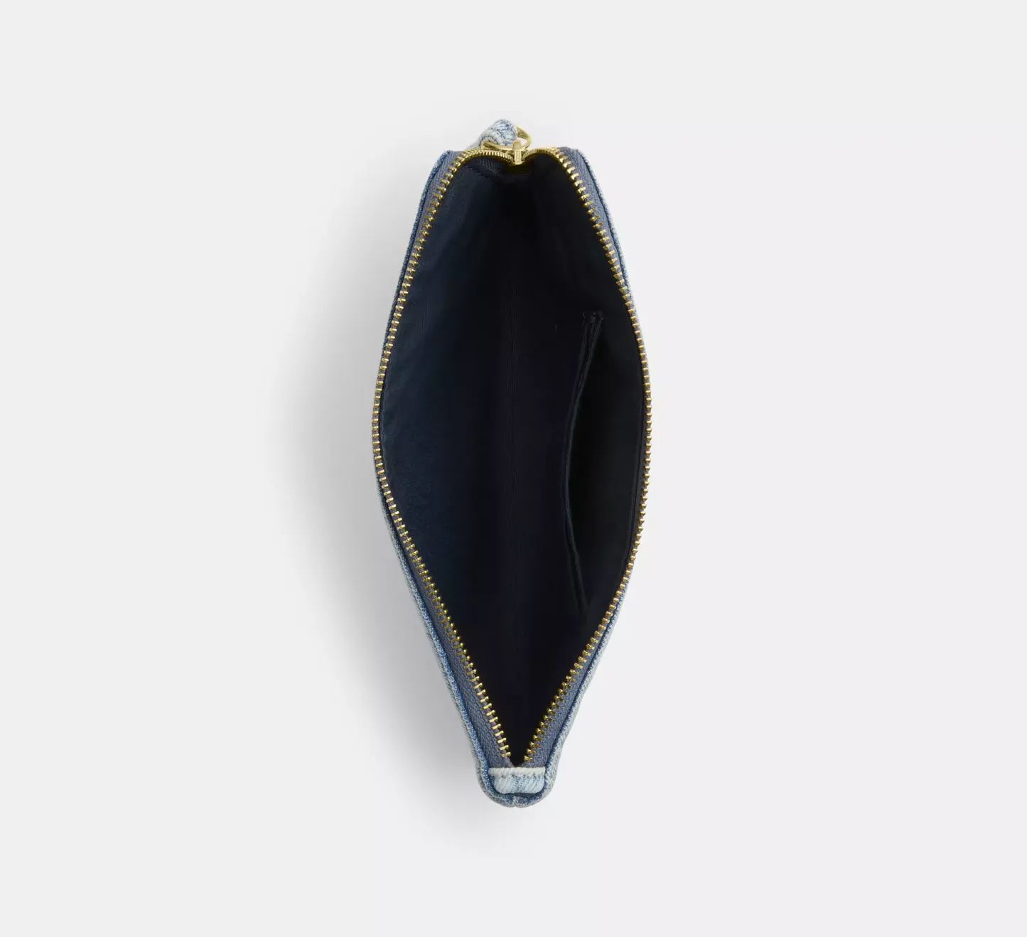 Large Corner Zip Wristlet In Loved Denim