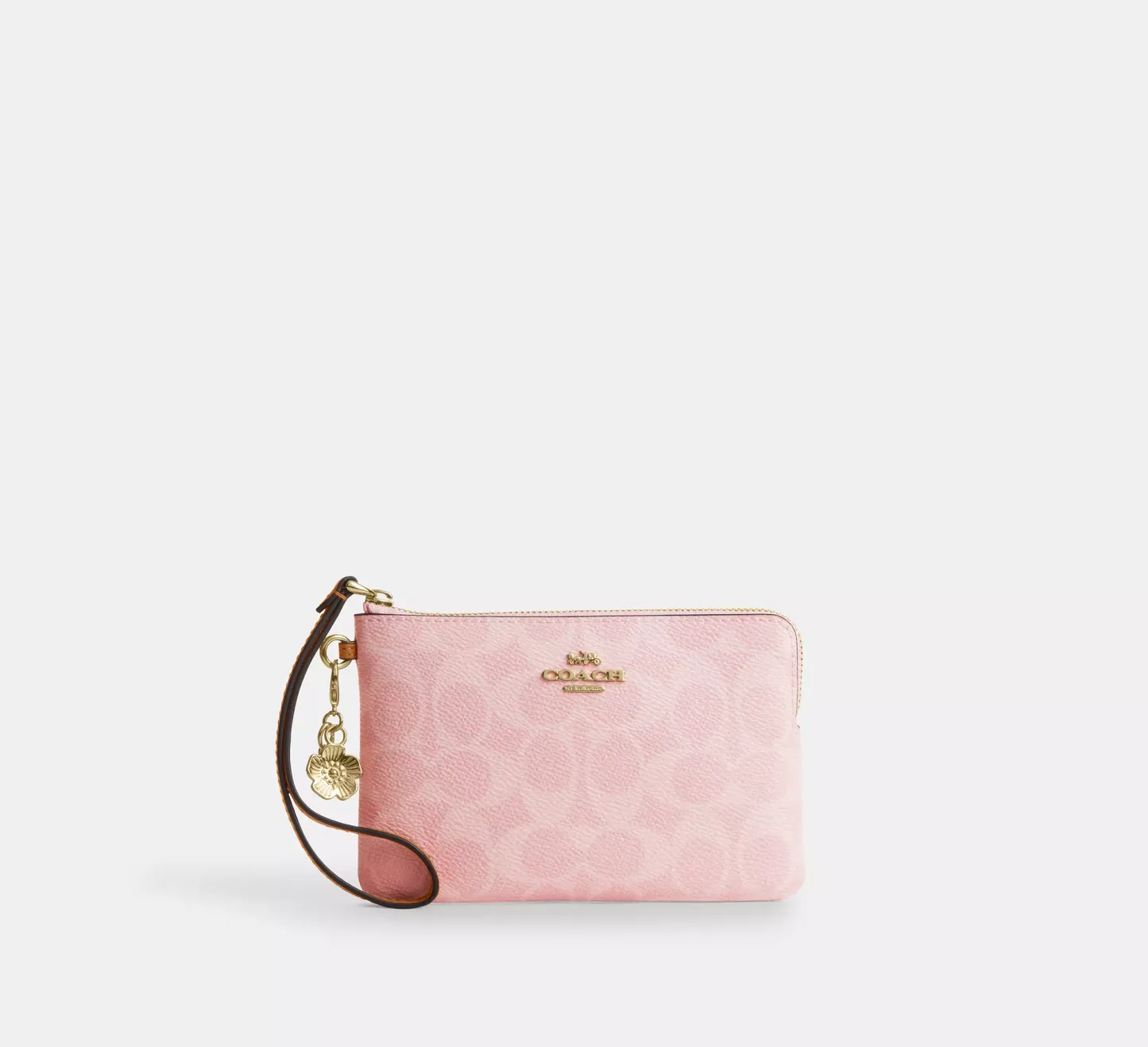 Corner Zip Wristlet In Signature Canvas With Charms