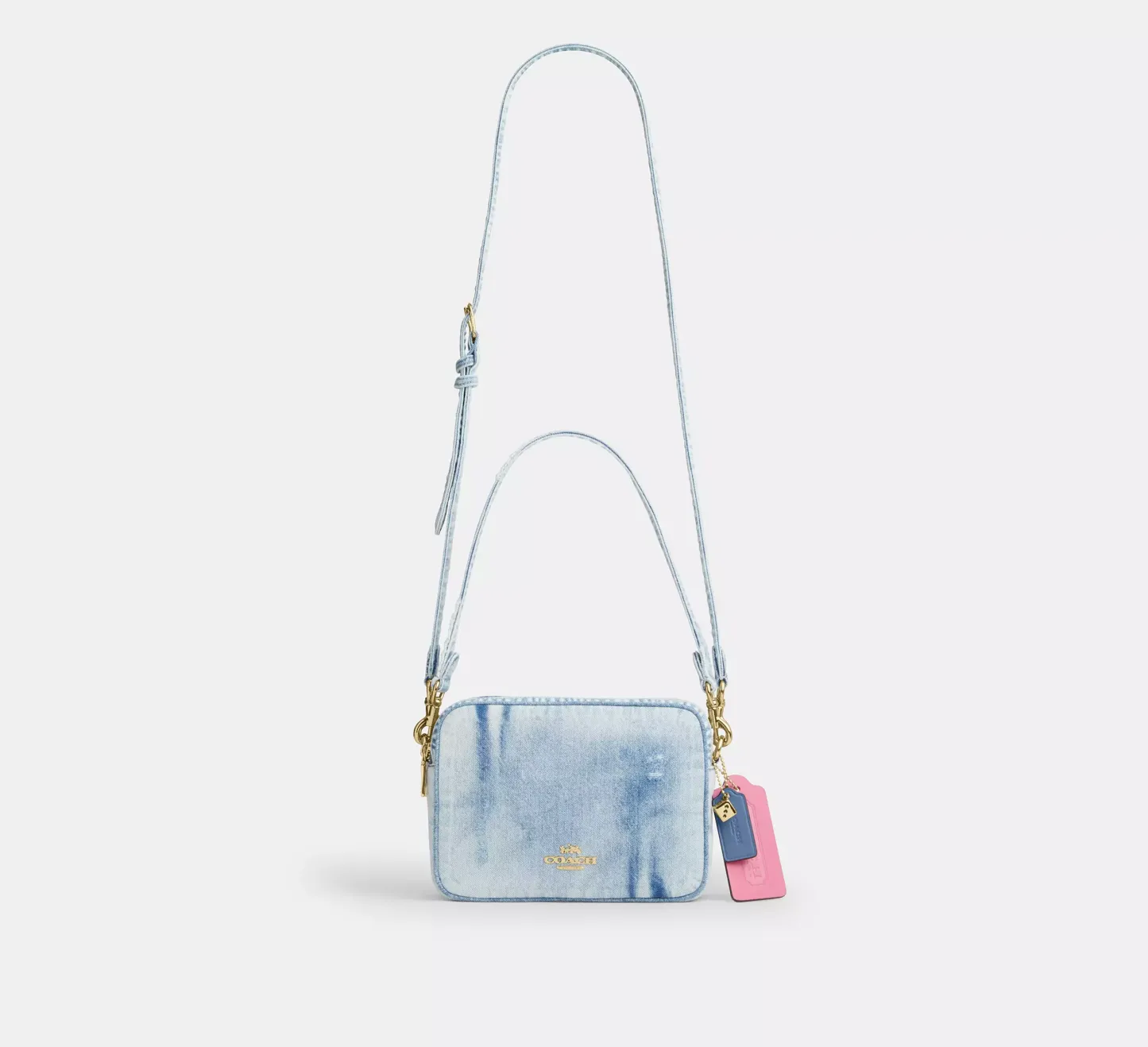 Carey Crossbody Bag In Loved Denim With Charms