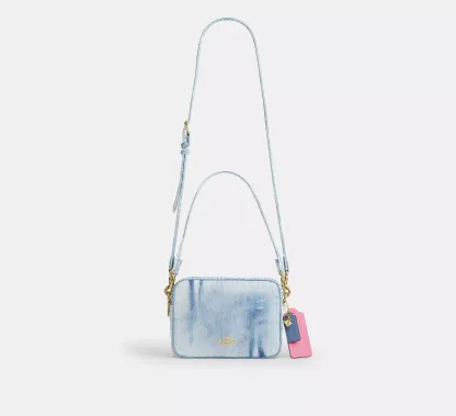 Carey Crossbody Bag In Loved Denim With Charms