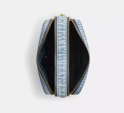 Carey Crossbody Bag In Loved Denim With Charms