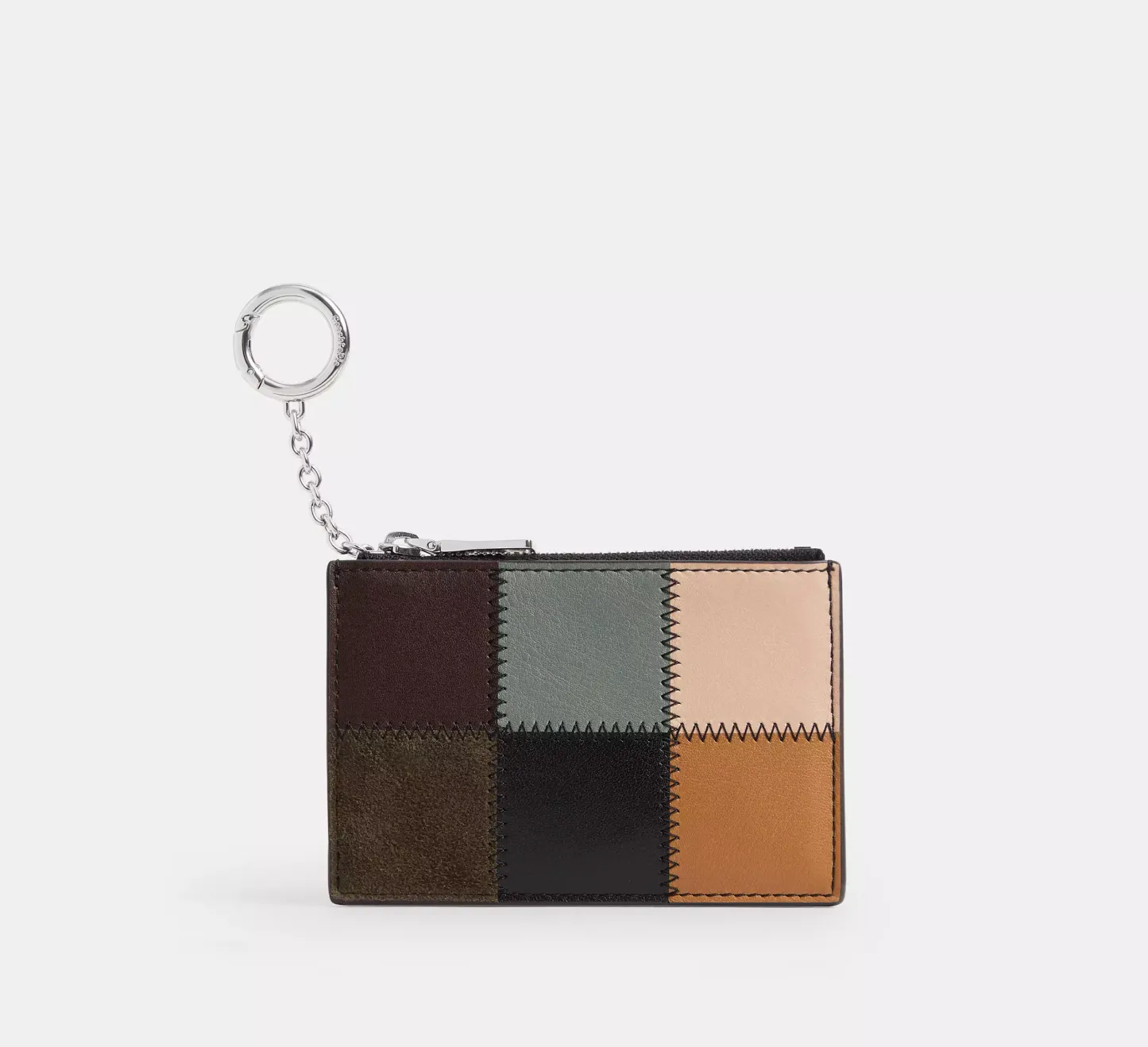 Zip Card Case With Key Ring In Upcrafted Suede And Upcrafted Leather