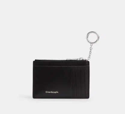 Zip Card Case With Key Ring In Upcrafted Suede And Upcrafted Leather