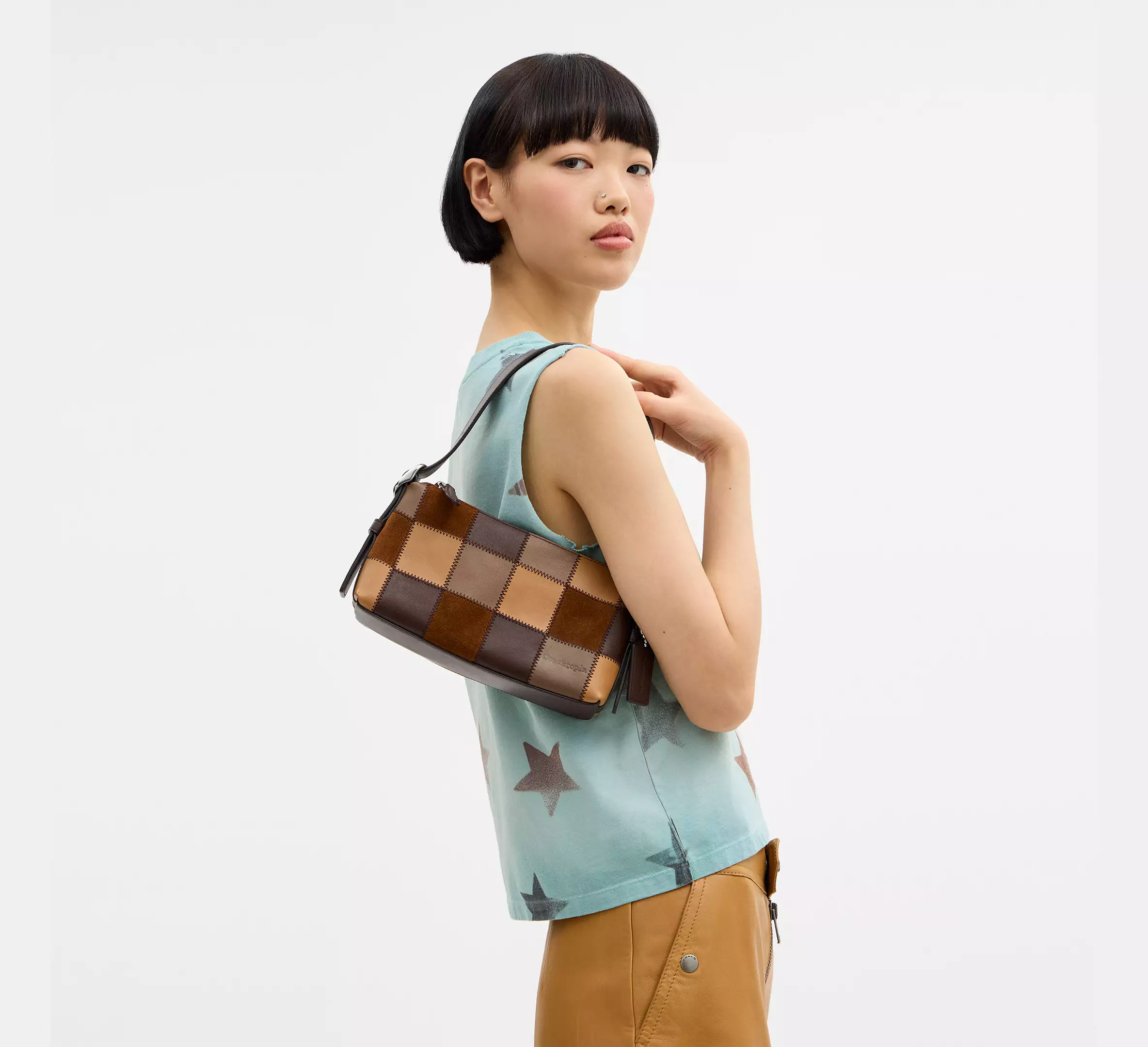 Small Slouchy Shoulder Bag In Upcrafted Patchwork