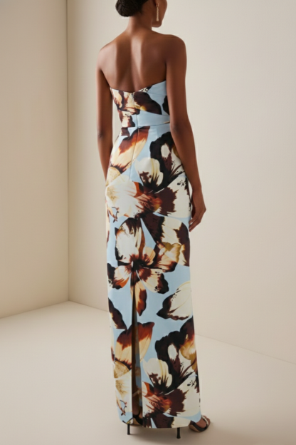 Floral  Pleated V-Neck Maxi Dress