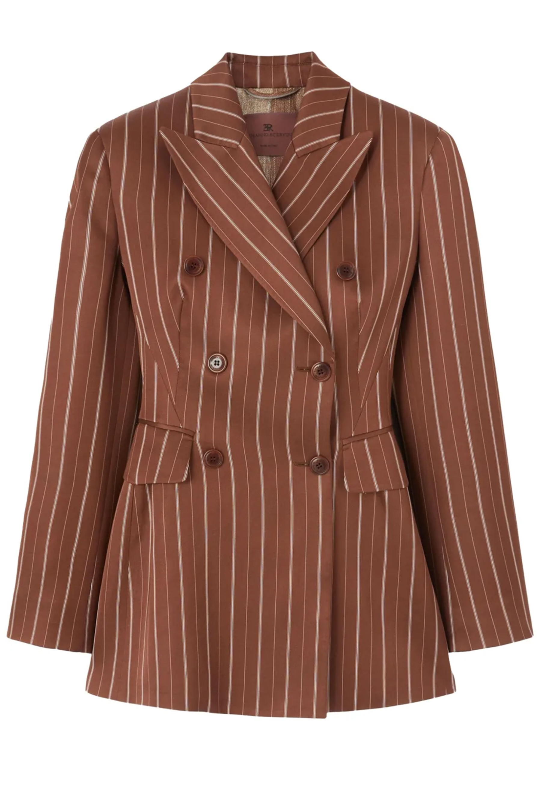Stripe Double-Breasted Blazer & High Waist Trousers