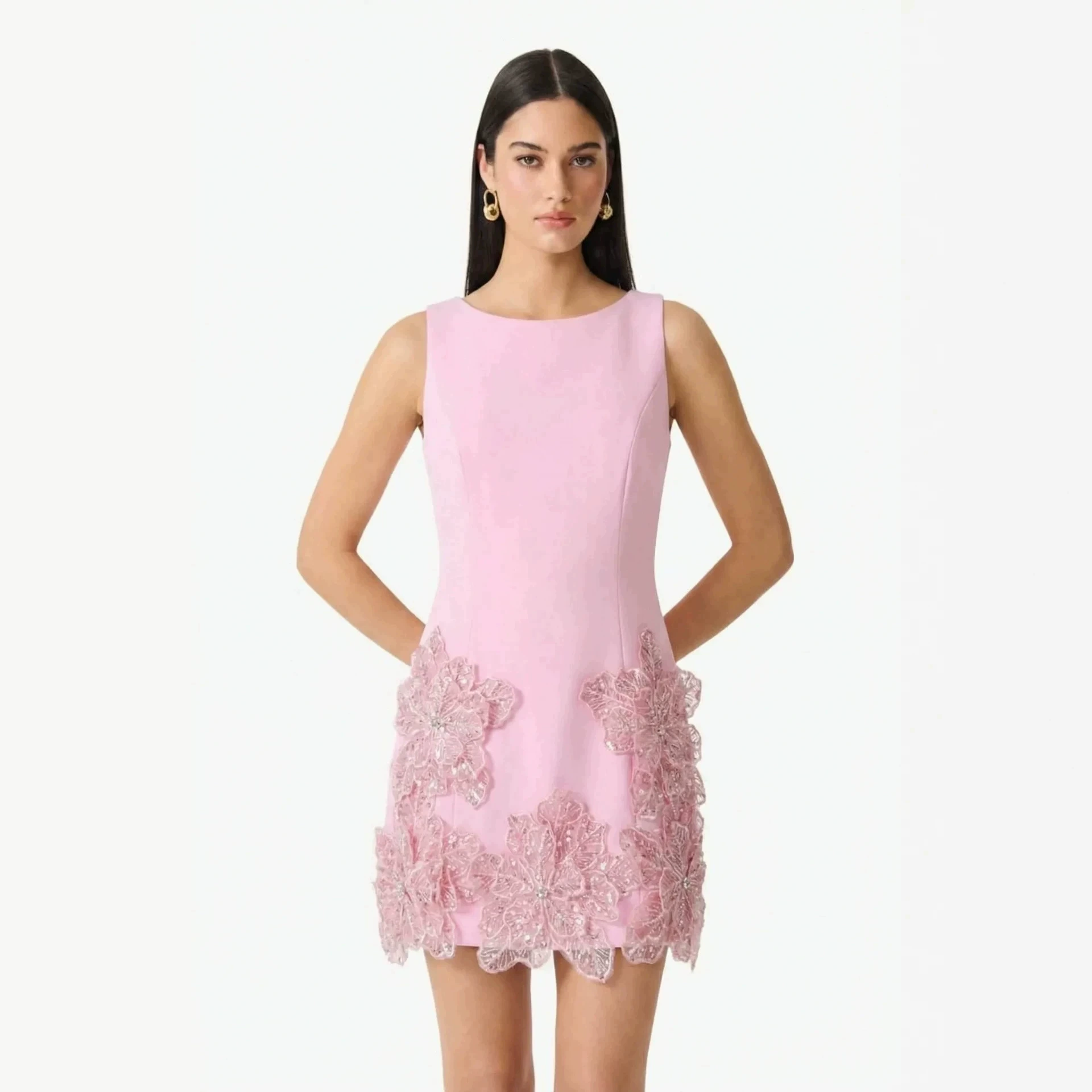 3D Floral Embrodery Tank Mini Dress