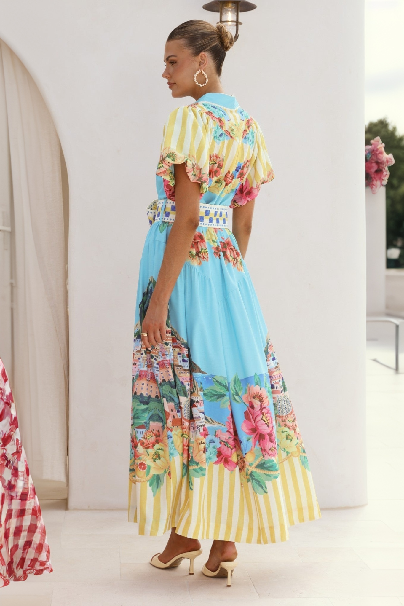 Floral Single Breasted Midi Dress With Belt
