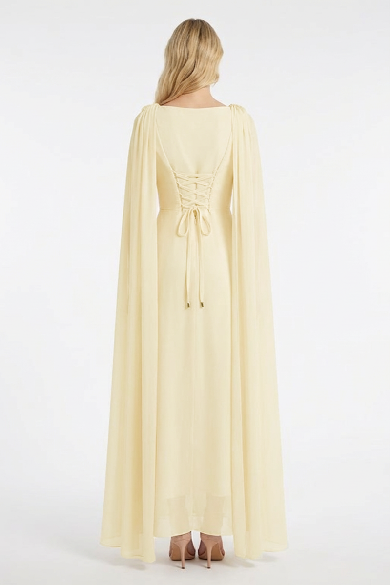 Chiffon Cape Sleeve Maxi Dress