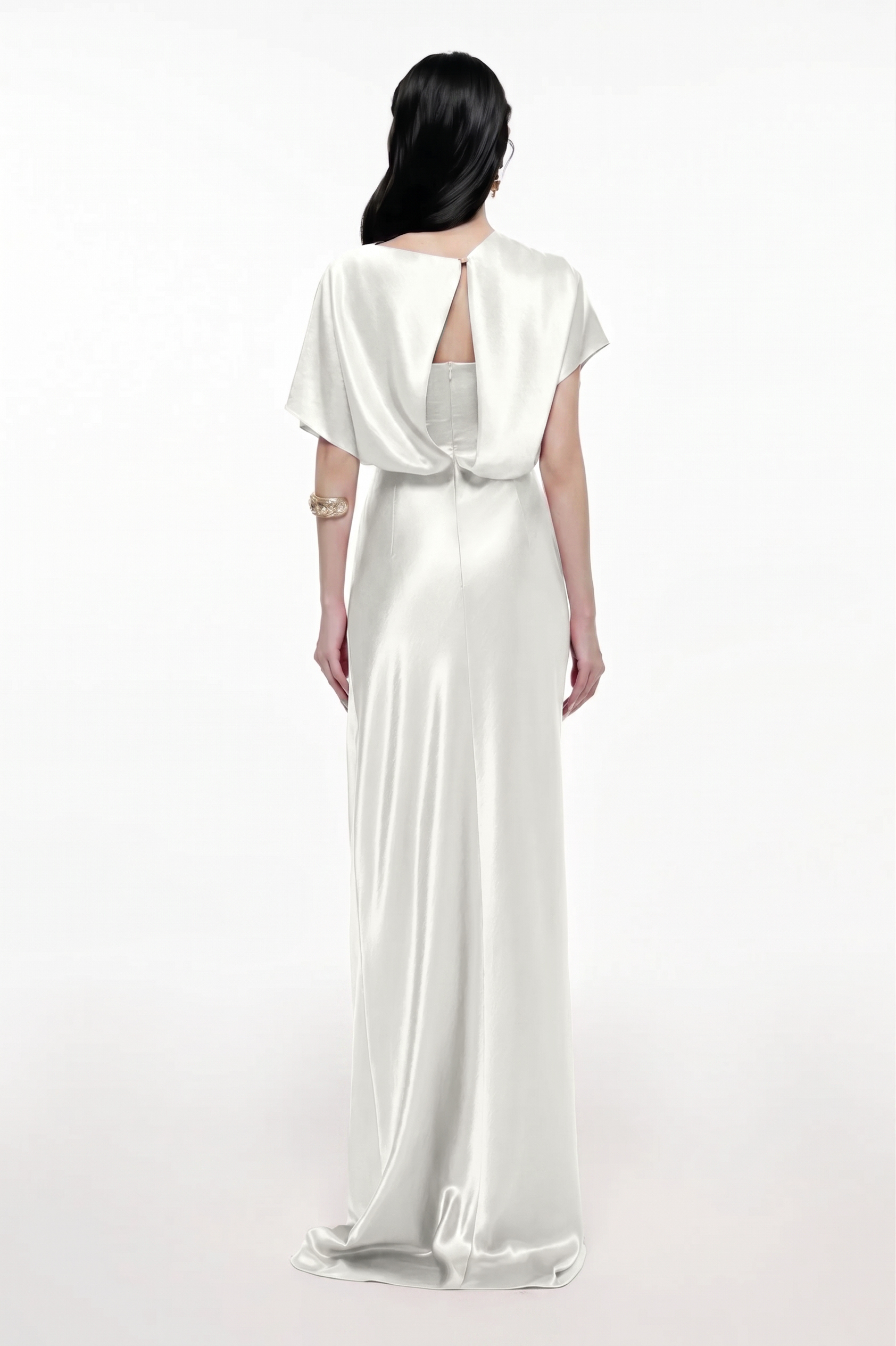 Satin Solid Ruched Maxi Dress