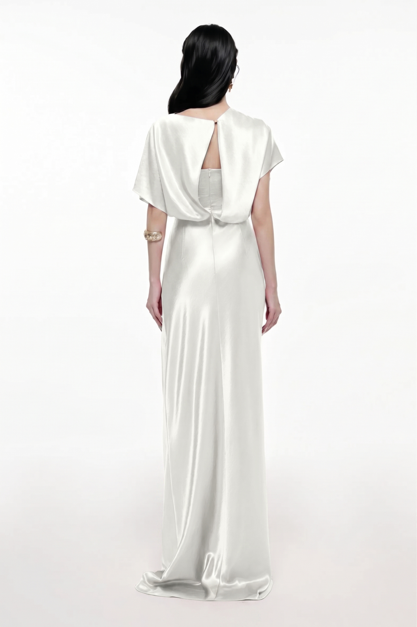 Satin Solid Ruched Maxi Dress