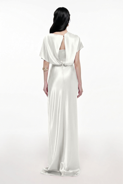 Satin Solid Ruched Maxi Dress