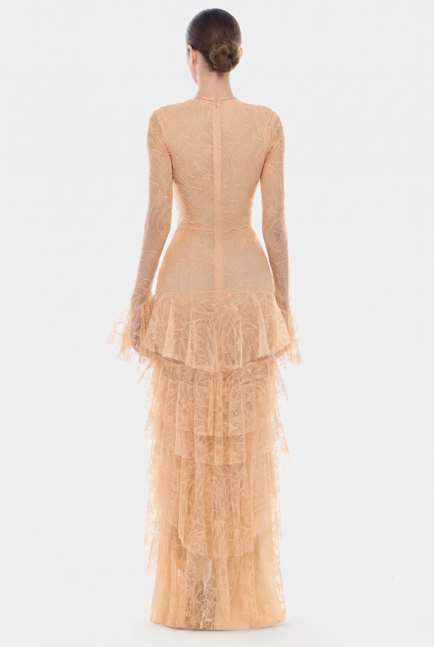 Lace Ruffle Bell Sleeve Maxi Dress