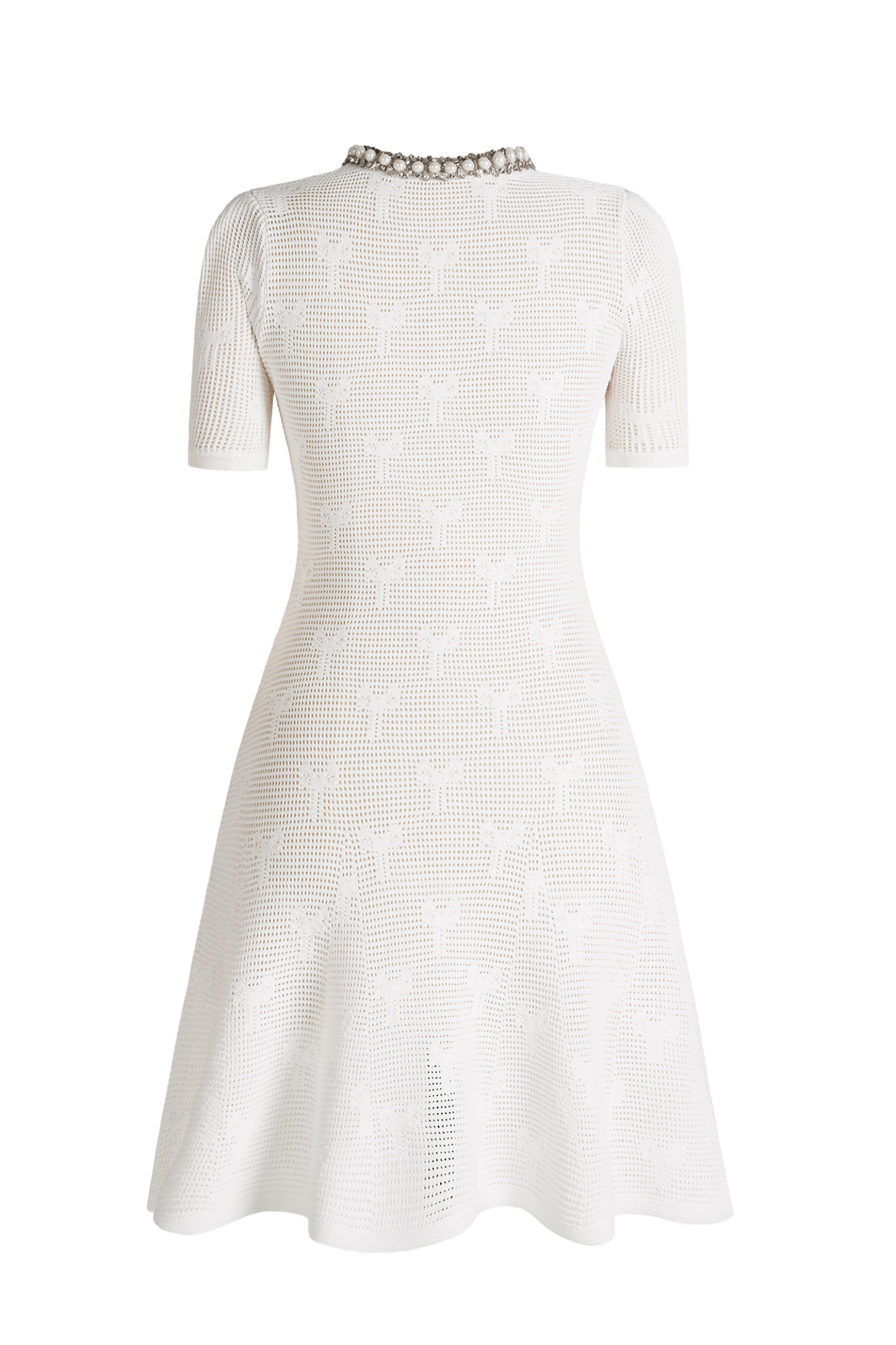 Knit Faux Pearl Rhinestone Mini Dress