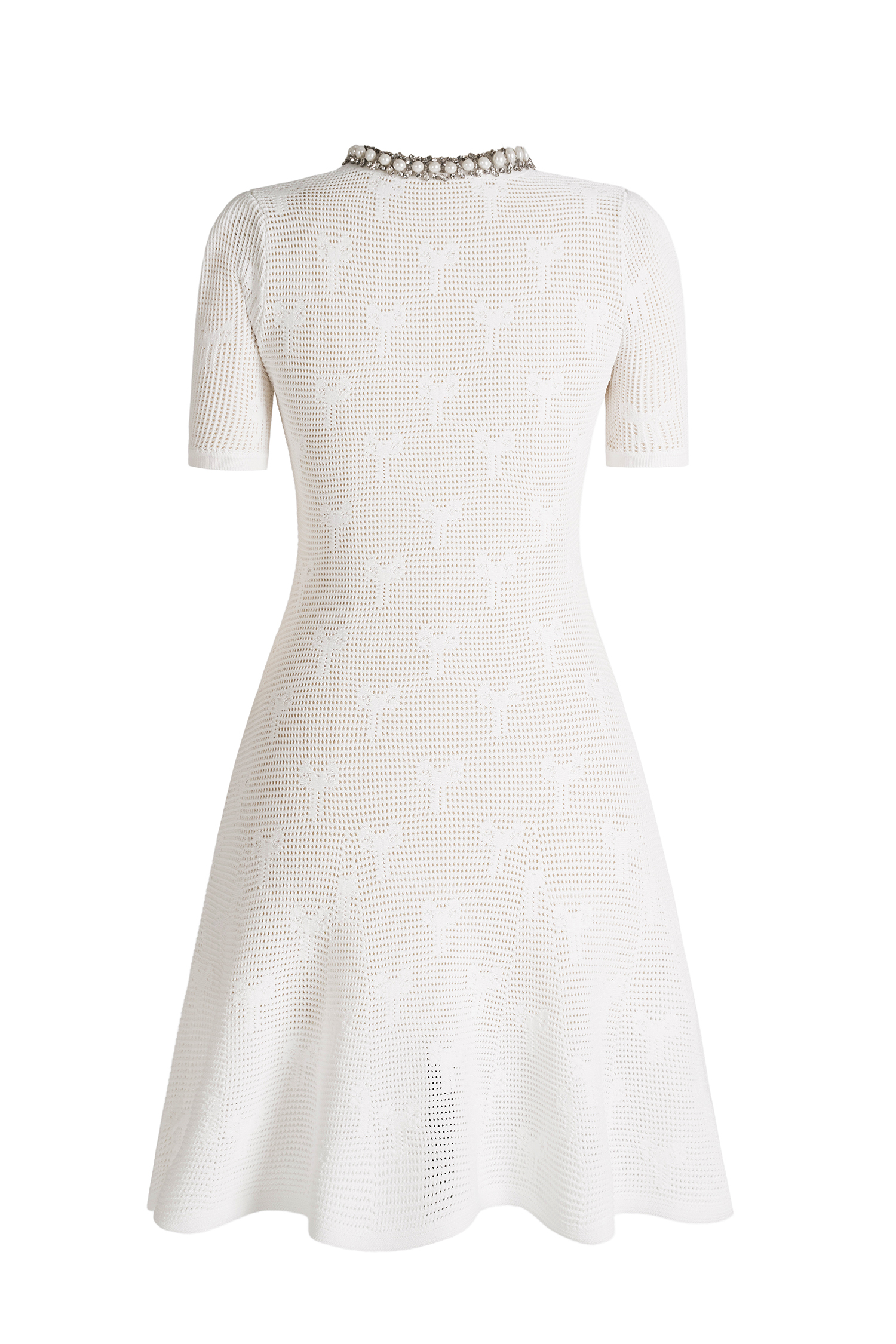 Knit Faux Pearl Rhinestone Mini Dress