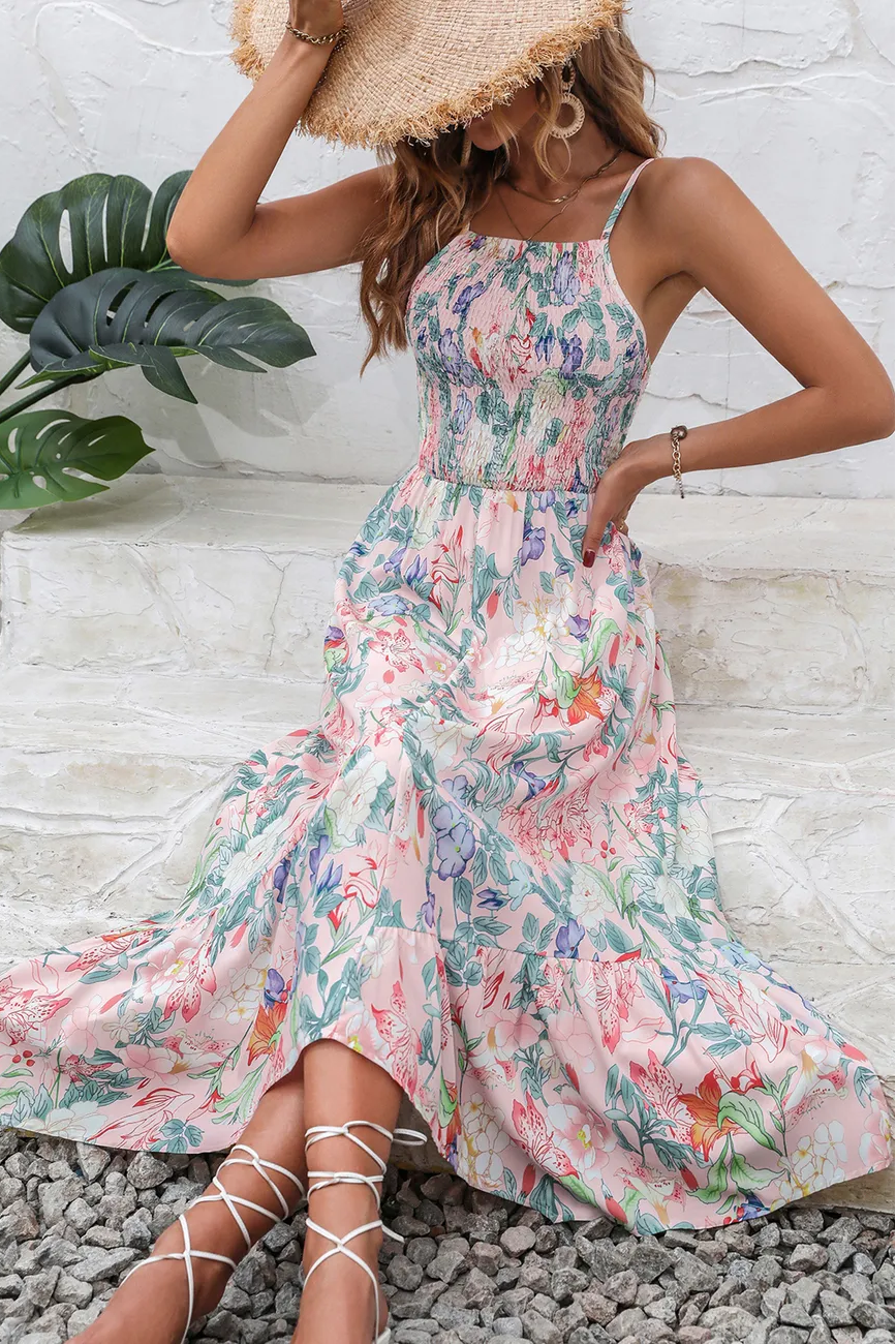 Floral Cami Ruffle Midi Dress